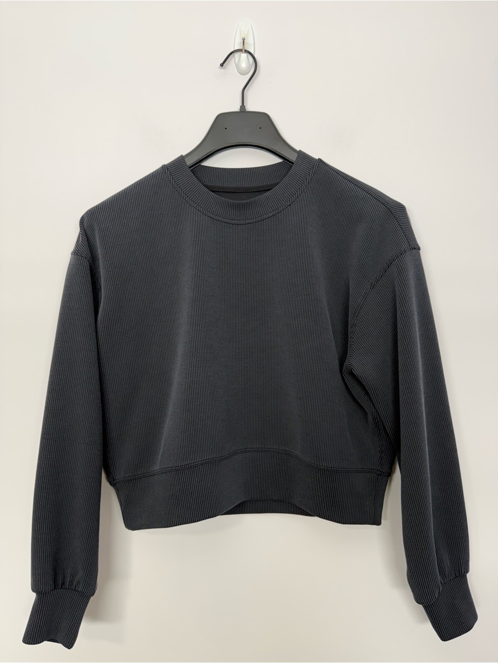 Lululemon Ribbed Softstreme Perfectly Oversized Cropped Crew Black Size 2